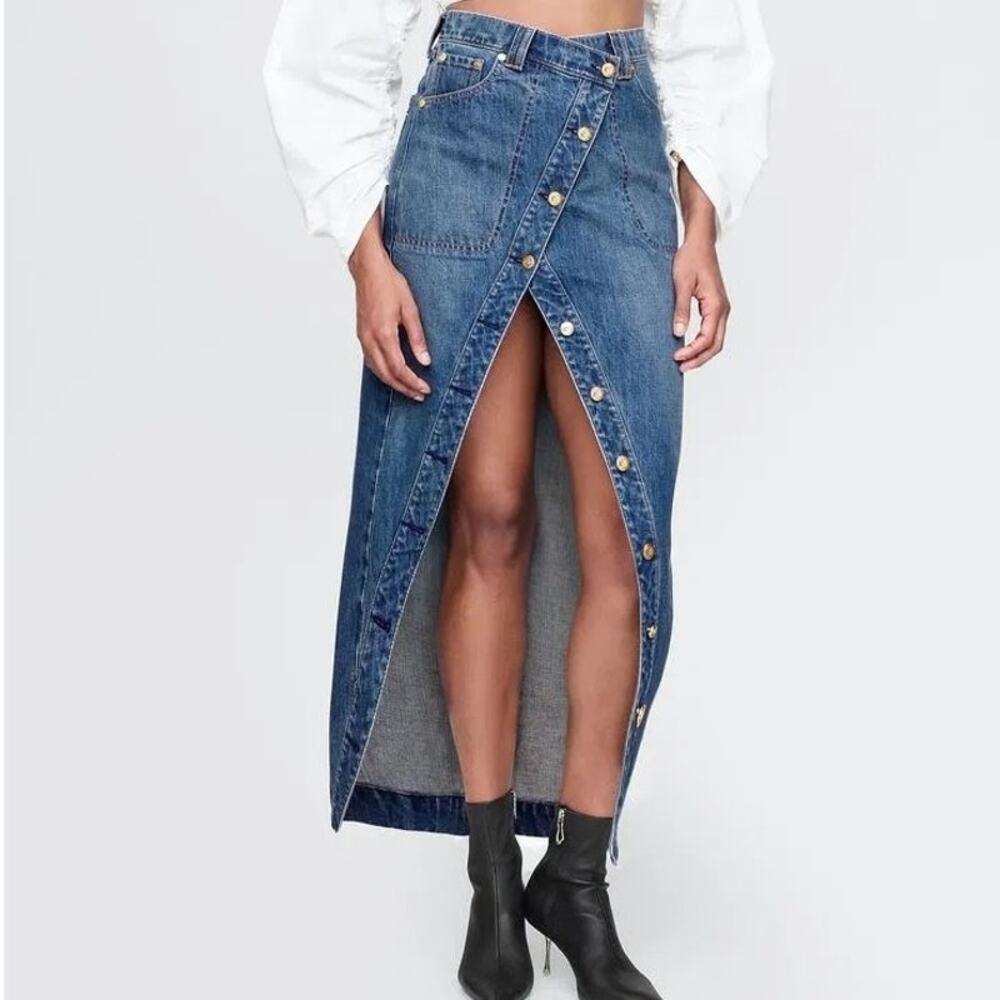 Cult Gaia Asymmetrical Denim Skirt